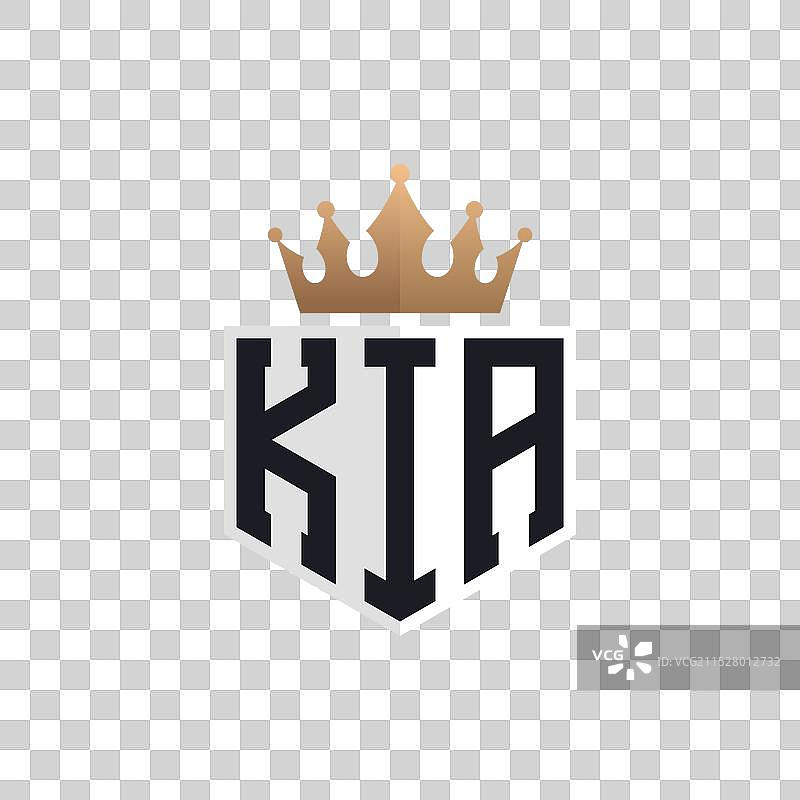 奢华的起亚标志，配有皇冠和优雅的起亚首字母图片素材