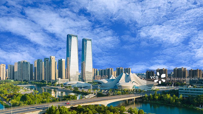 长沙梅溪湖文化艺术中心晨曦图片素材