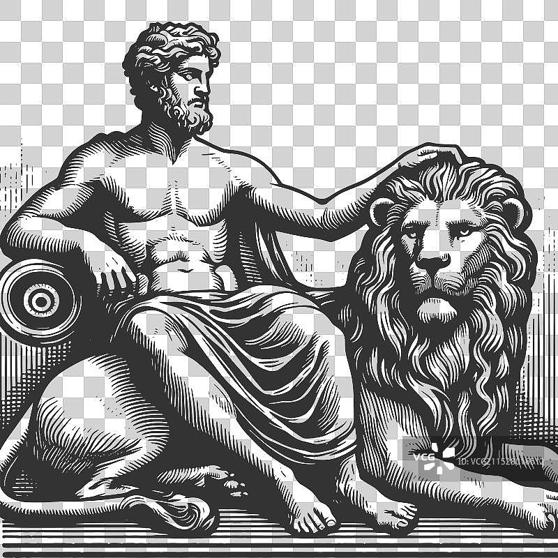 古希腊神祇与狮子图片素材