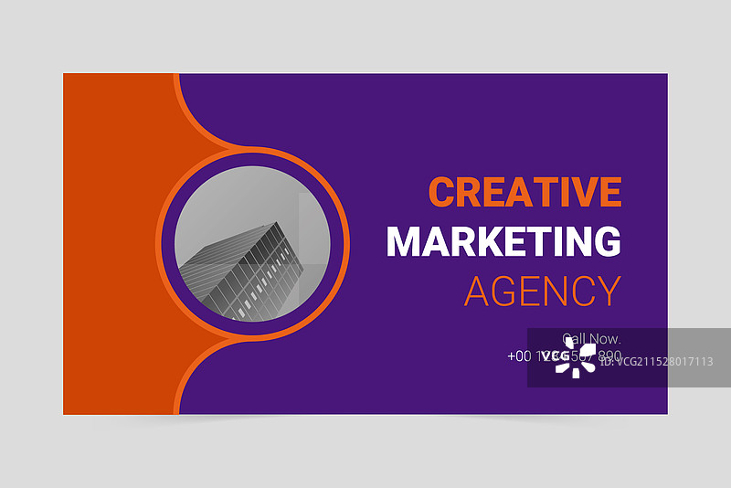 紫色和橙色的现代数字营销机构图片素材