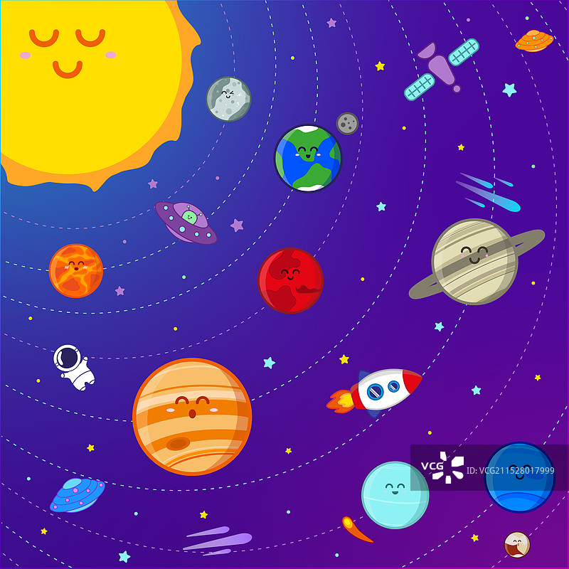 可爱的太阳系海报 1图片素材