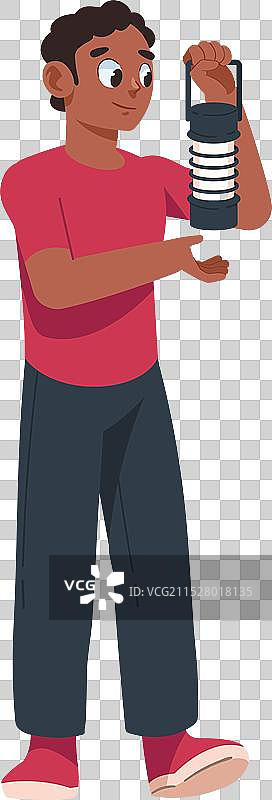 男子手持紫外线灭蚊灯图片素材