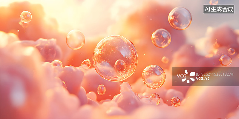 【AI数字艺术】粉色梦幻气泡泡沫渐变背景图片素材