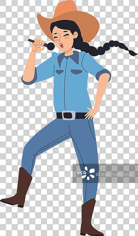 乡村音乐节上的女牛仔歌手图片素材