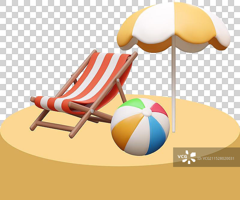 3D折叠椅、沙滩伞、充气球图片素材