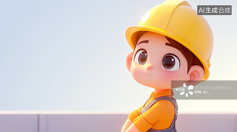 【AI数字艺术】戴黄色头盔的3D人物图片素材