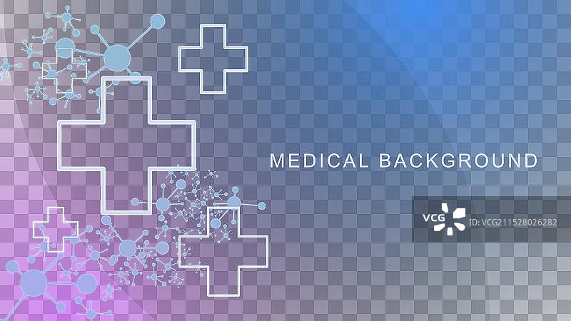 带有分子结构的医疗十字标志图片素材