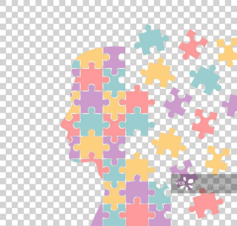 由拼图组成的人类轮廓图片素材