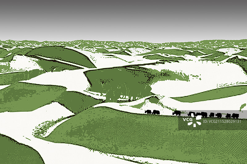 《春雪》丝网版画图片素材