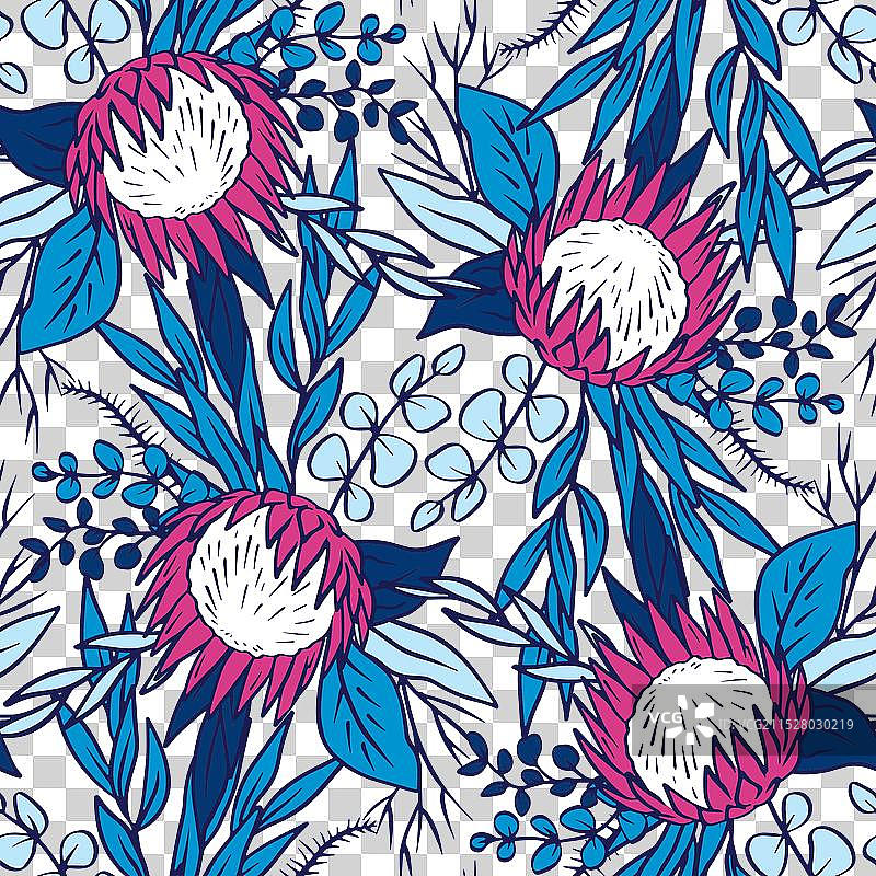 无缝图案，背景为黄色的波特花图片素材