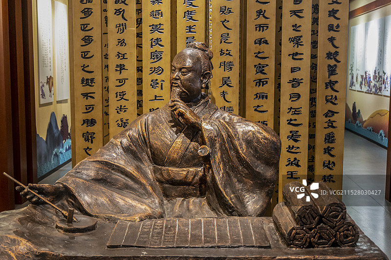 山东省滨州市博物馆“渤海革命老区抗日战争纪实展”：孙武，字长卿，春秋末期齐国人。中国著名军事理论家等图片素材