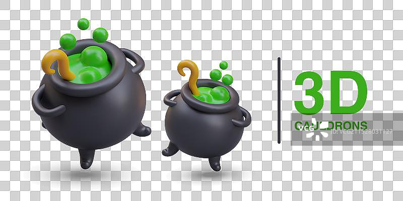 装满女巫药水的大锅和小锅图片素材
