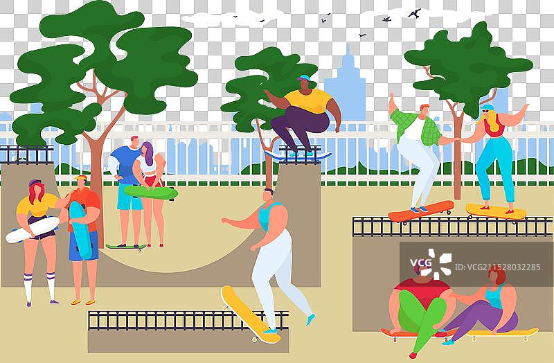 年轻的青少年们一起骑车图片素材