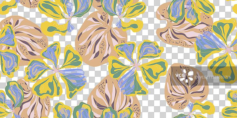 美丽的金莲花装饰风格盛开图片素材