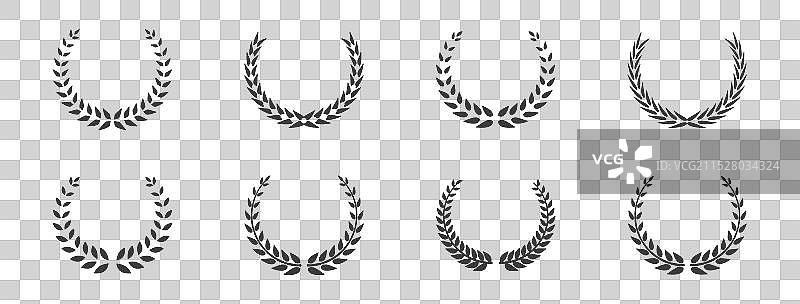 月桂花环设计元素集图片素材