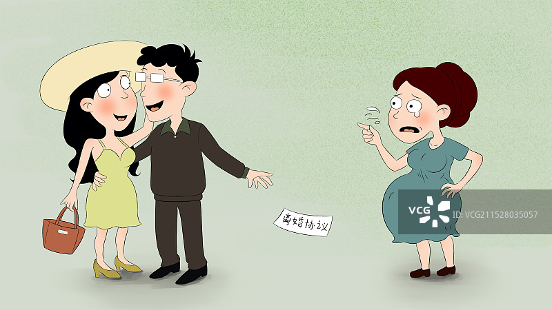 夫妻出轨离婚民生漫画图片素材