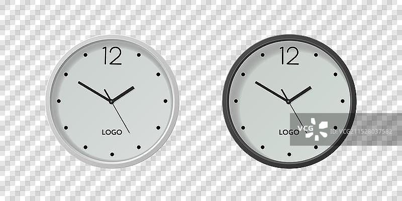 白色3D圆形墙壁办公钟图片素材