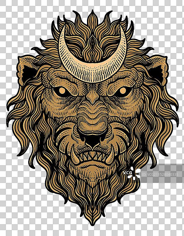 黑色背景上的恐怖狮子座符号图片素材