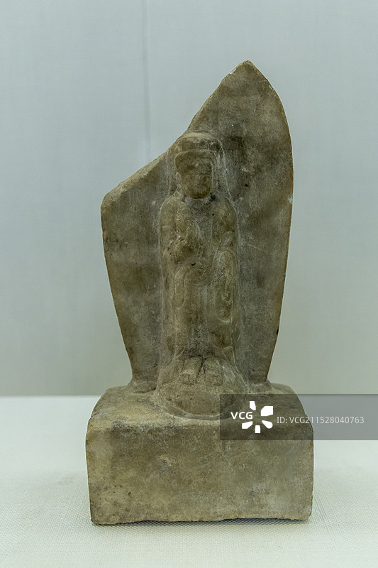 山东省滨州市博物馆“滨州历史文化陈列”展：汉白玉石佛造像（北齐天保八年，1982年无棣县于何庵村出土图片素材