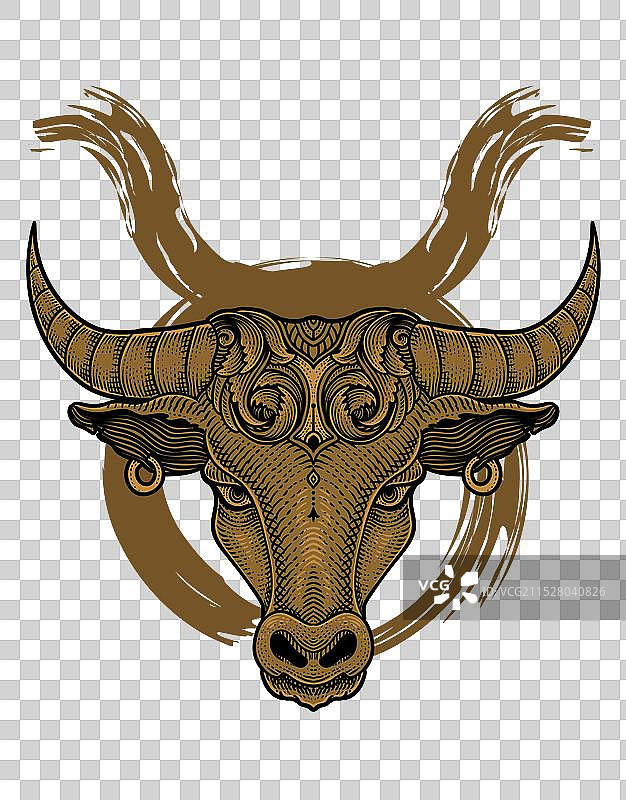 黑色背景上的金牛座牛头符号图片素材