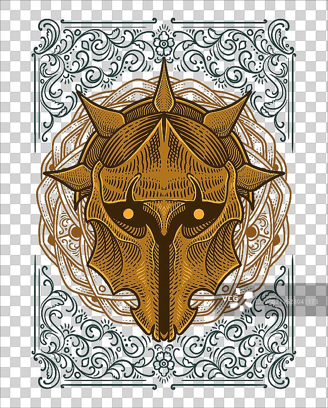 带有复古雕刻装饰的骑士头盔图片素材