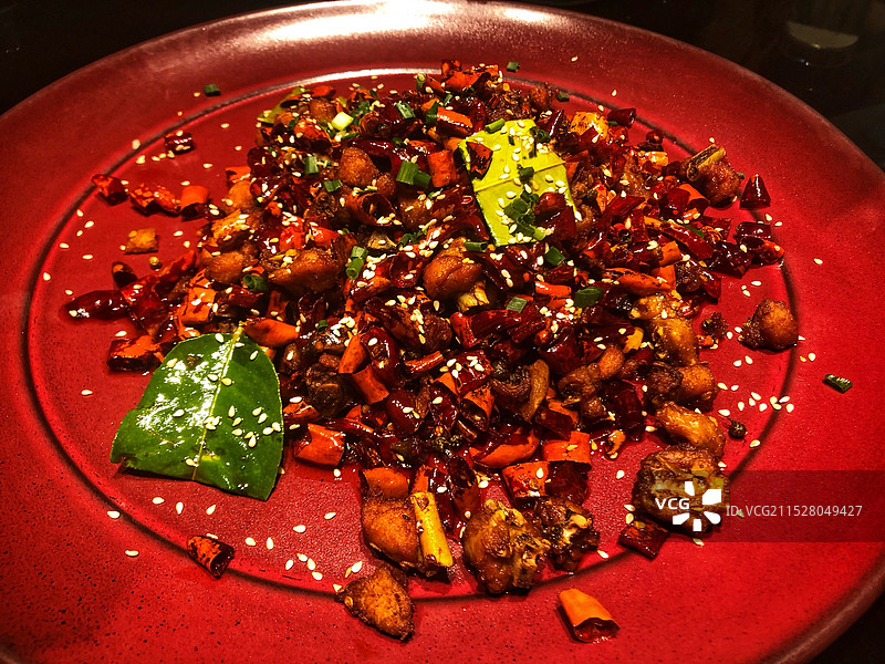 传统川菜辣子鸡图片素材