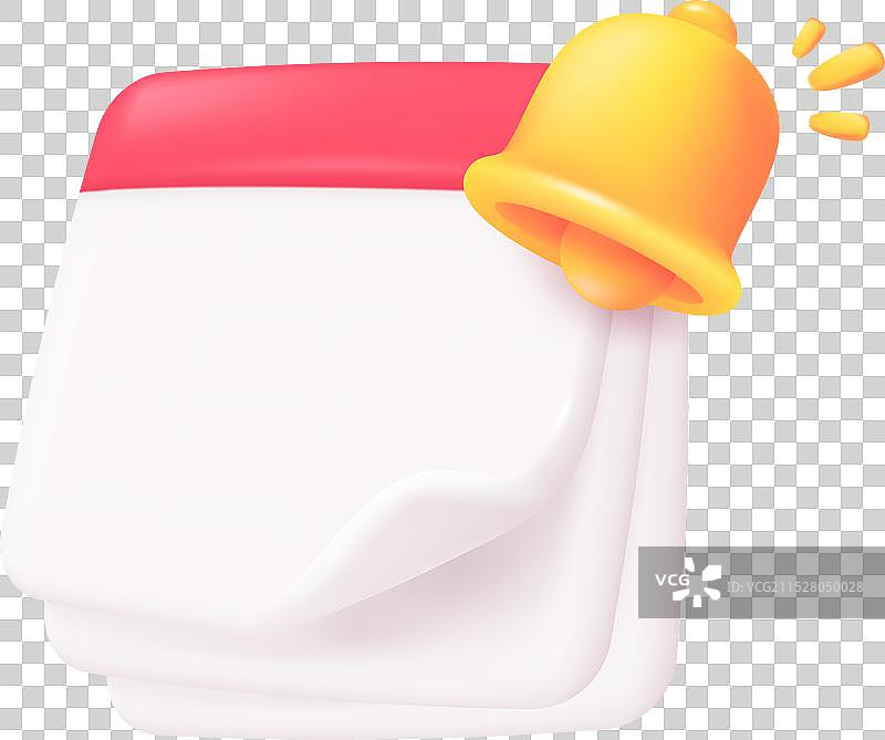 3D日历与金色铃铛提醒着图片素材