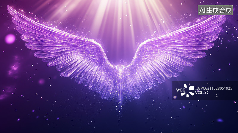 【AI数字艺术】紫色发光翅膀图片素材