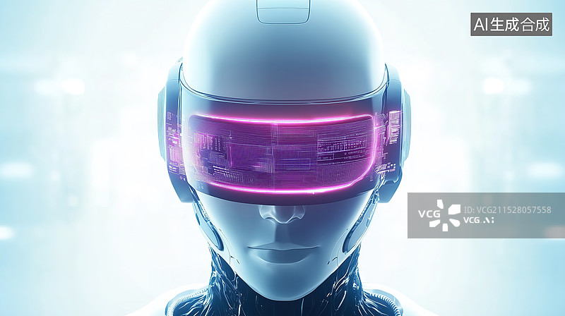 【AI数字艺术】ai智能科技机器人，虚拟眼镜，脸部特写图片素材
