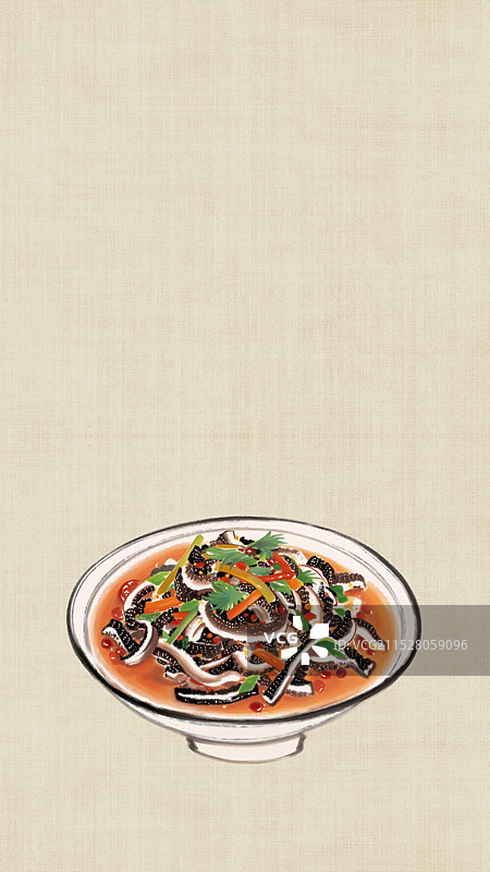 中国风国风水墨风老北京爆肚插画健康特色美食年俗美味二十四节气插画图片素材