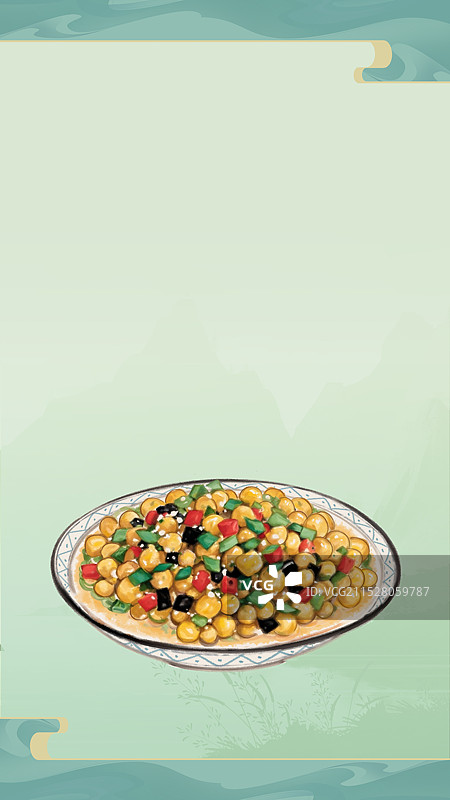 中国风国风水墨风老北京炒疙瘩插画健康特色美食年俗美味二十四节气插画图片素材