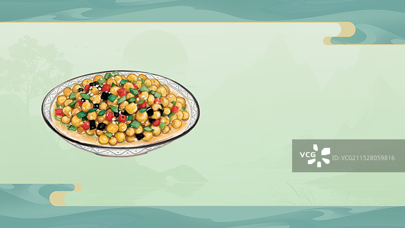 中国风国风水墨风老北京炒疙瘩插画健康特色美食年俗美味二十四节气插画图片素材