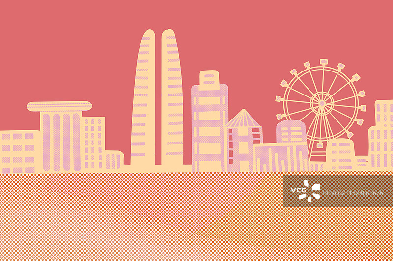 红色城市建筑年会背景图片素材