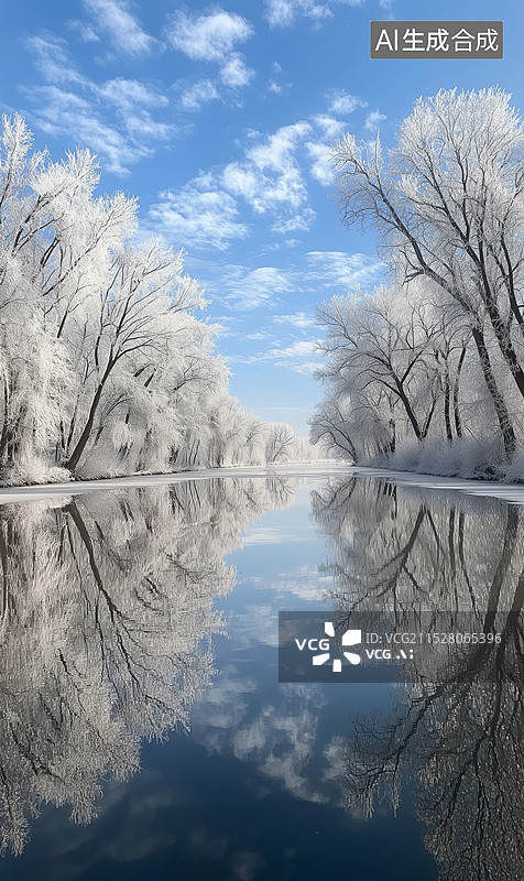 【AI数字艺术】冬天户外大树风景图片素材