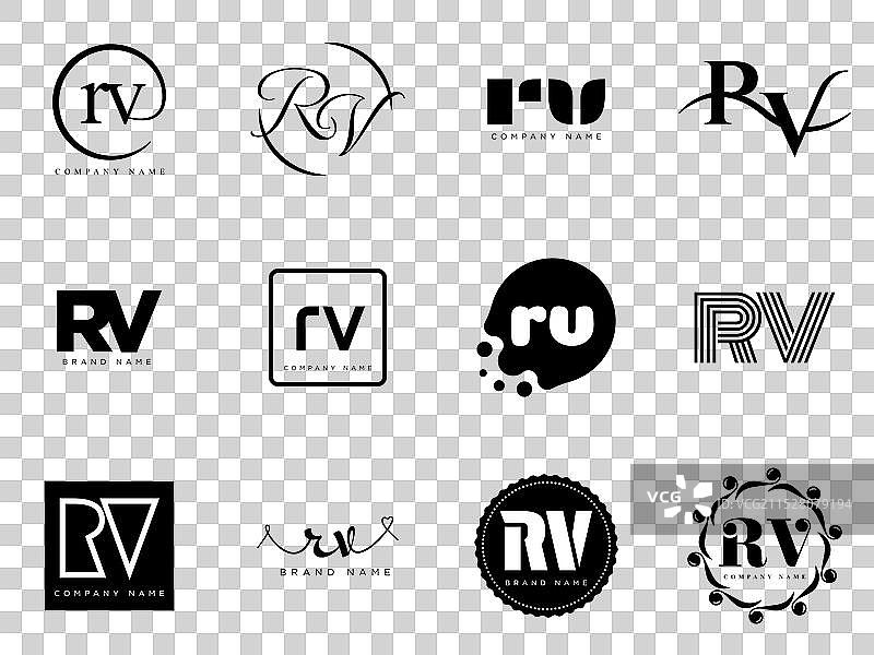 RV公司标志模板，字母R和V的标识设计图片素材