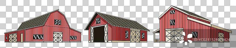 农业建筑多彩徽章套装图片素材