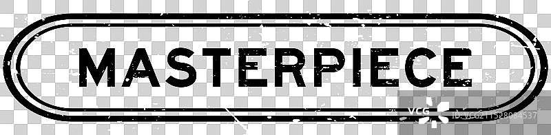 磨损的黑色杰作字样橡胶印章图片素材