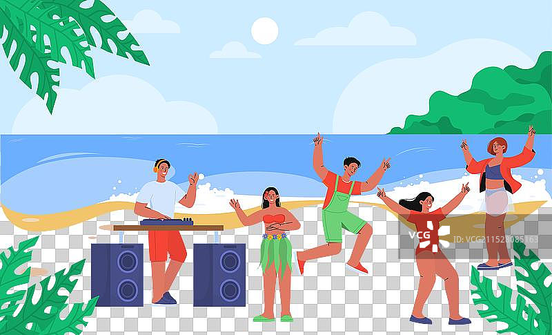 海边派对的人们图片素材