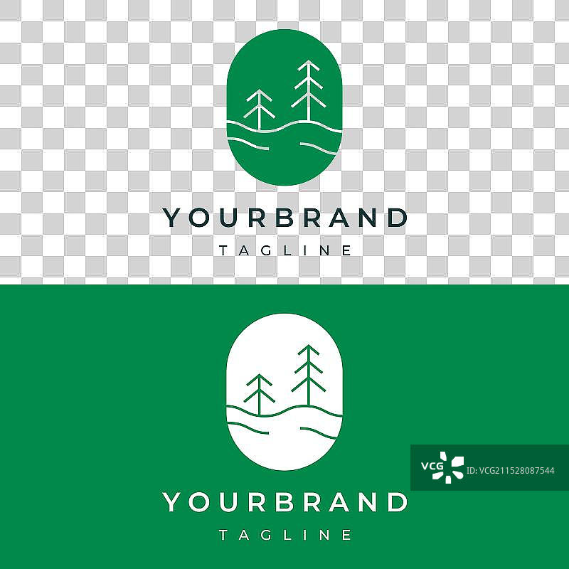 创意抽象松树和松林标志图片素材