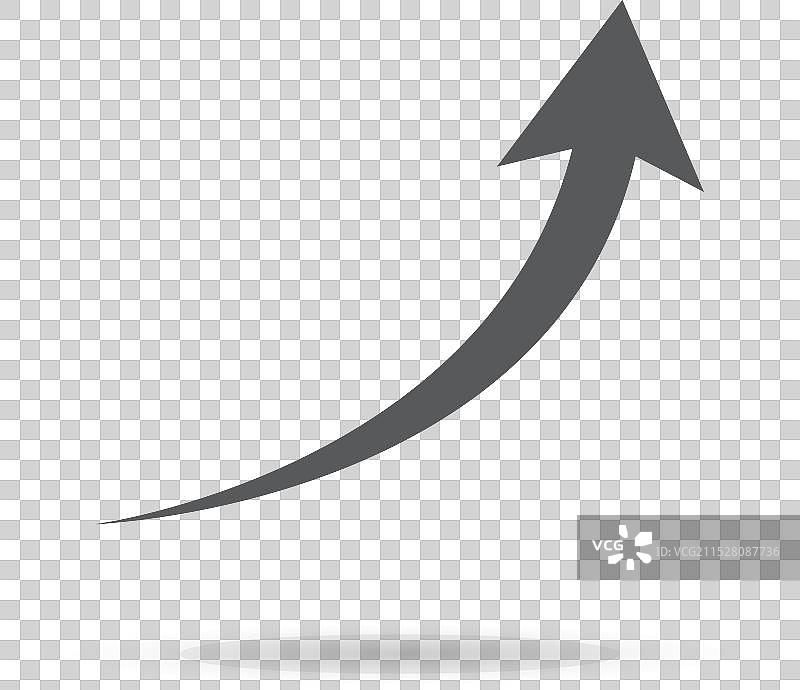 白色背景上的弯曲向上箭头图标图片素材