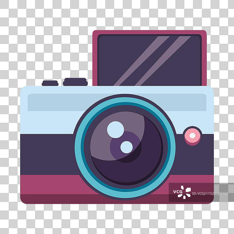 极简风格的相机，白色机身搭配深色元素图片素材