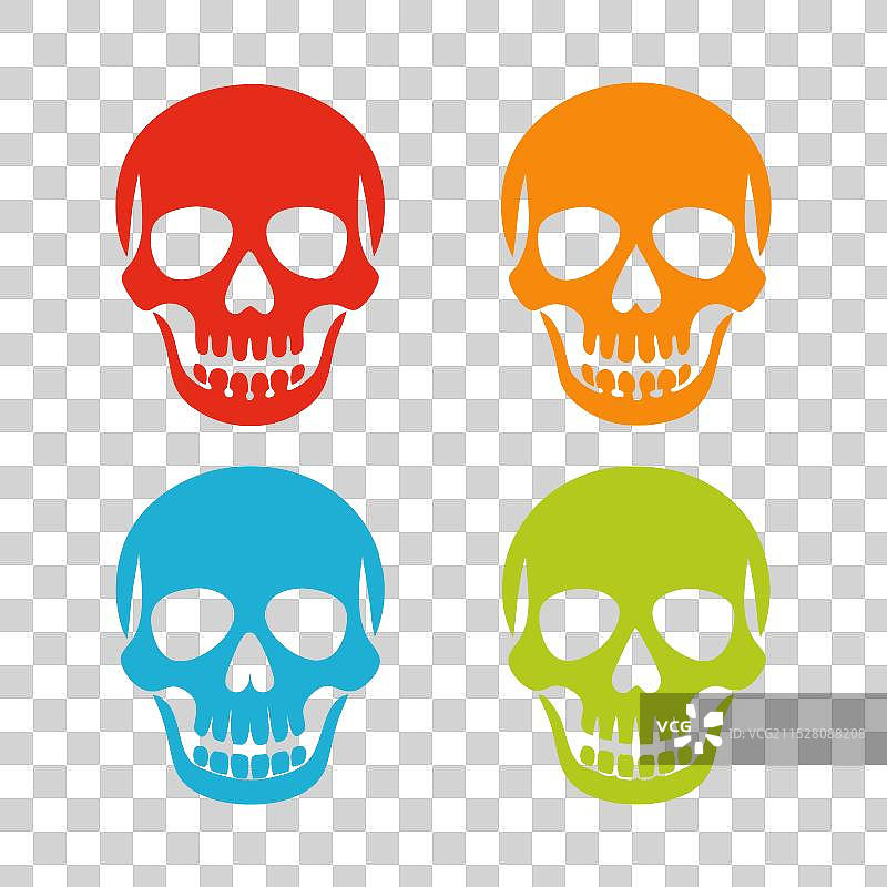 一组色彩斑斓的人类头骨图片素材