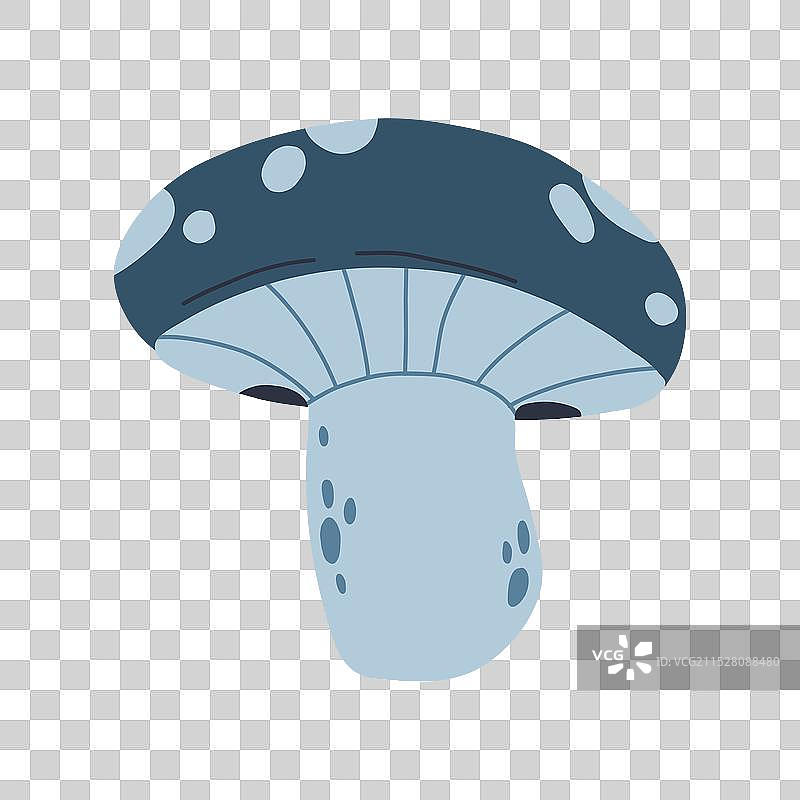 一朵蓝色蘑菇的奇幻景象图片素材