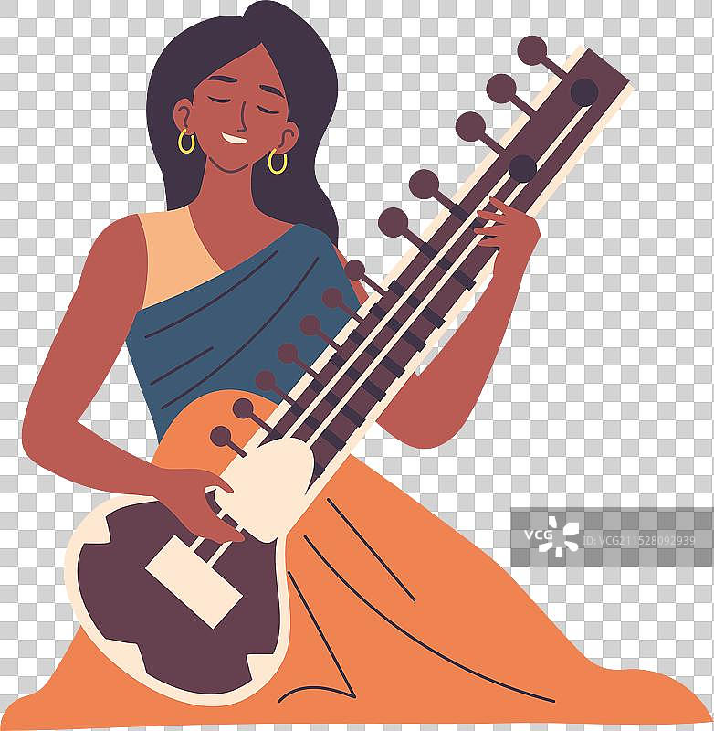 印度音乐家演奏西塔琴乐器图片素材