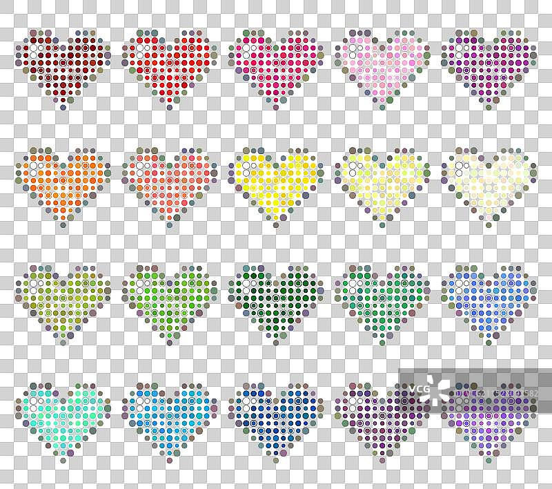由点组成的彩色半色调像素心形图案图片素材