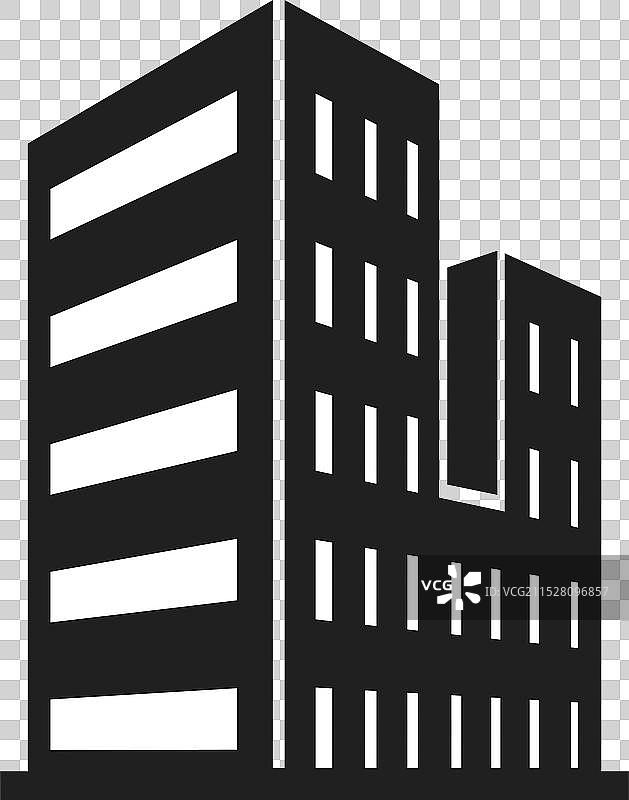 现代建筑图标，孤立在白色背景上图片素材