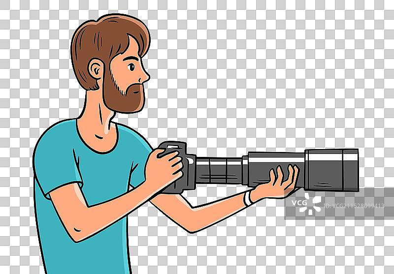 年轻男子手持相机图片素材