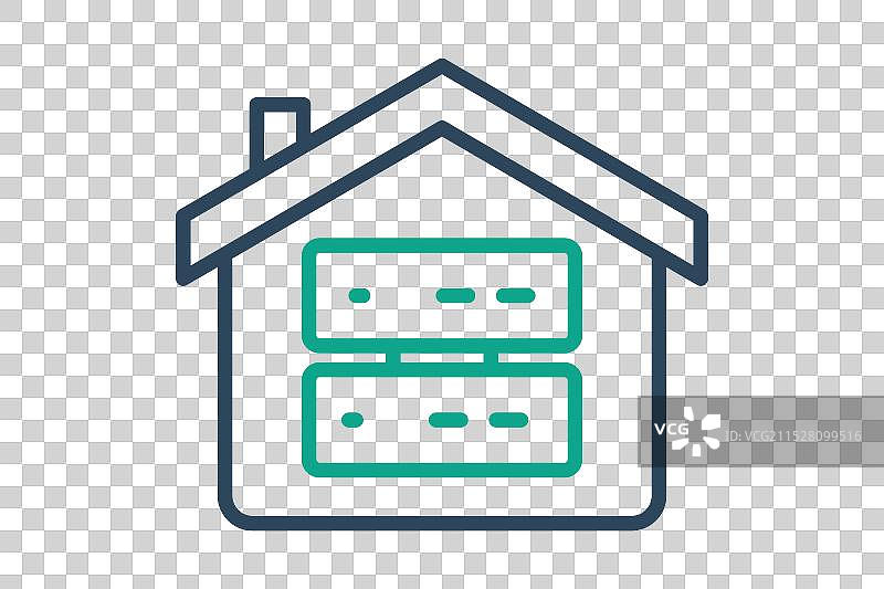 数据仓库图标与大数据图标的房屋图片素材