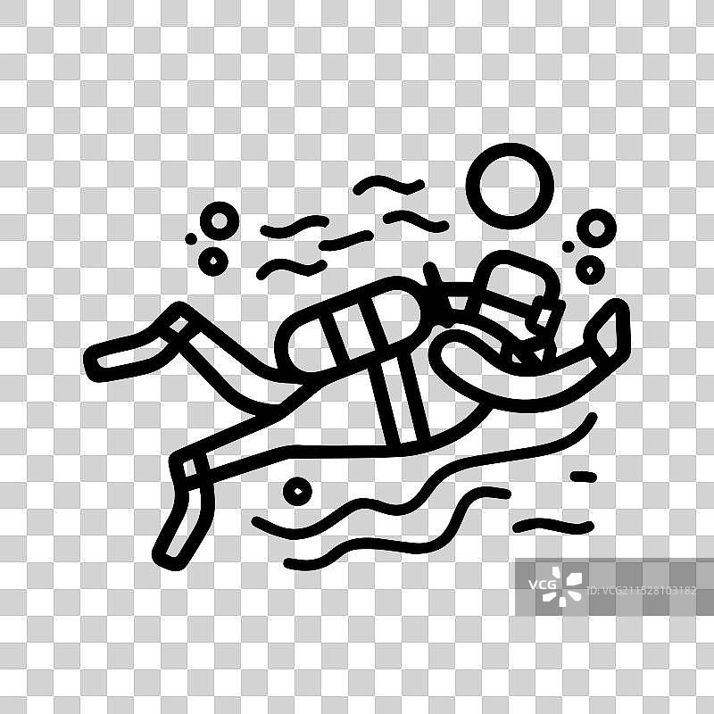 潜水图标或现代线条符号线条艺术图片素材