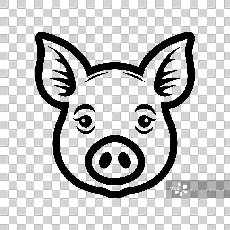 猪图标或现代线条符号线条艺术与图标图片素材